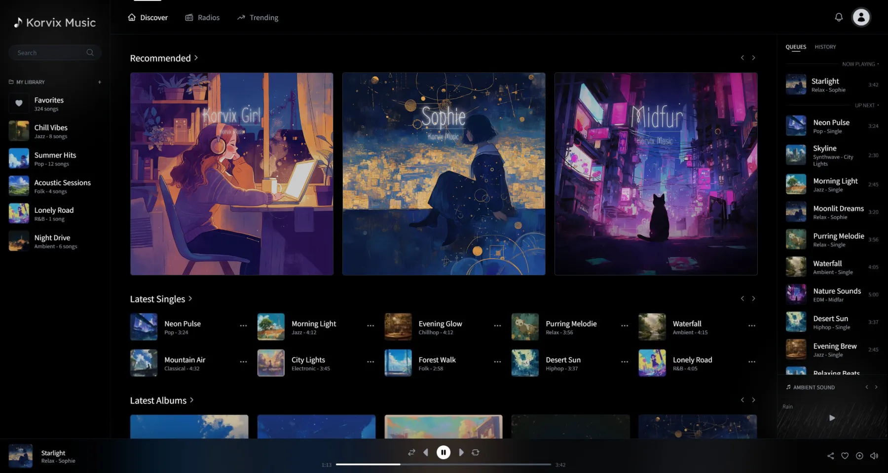 Korvix Music Demo UI